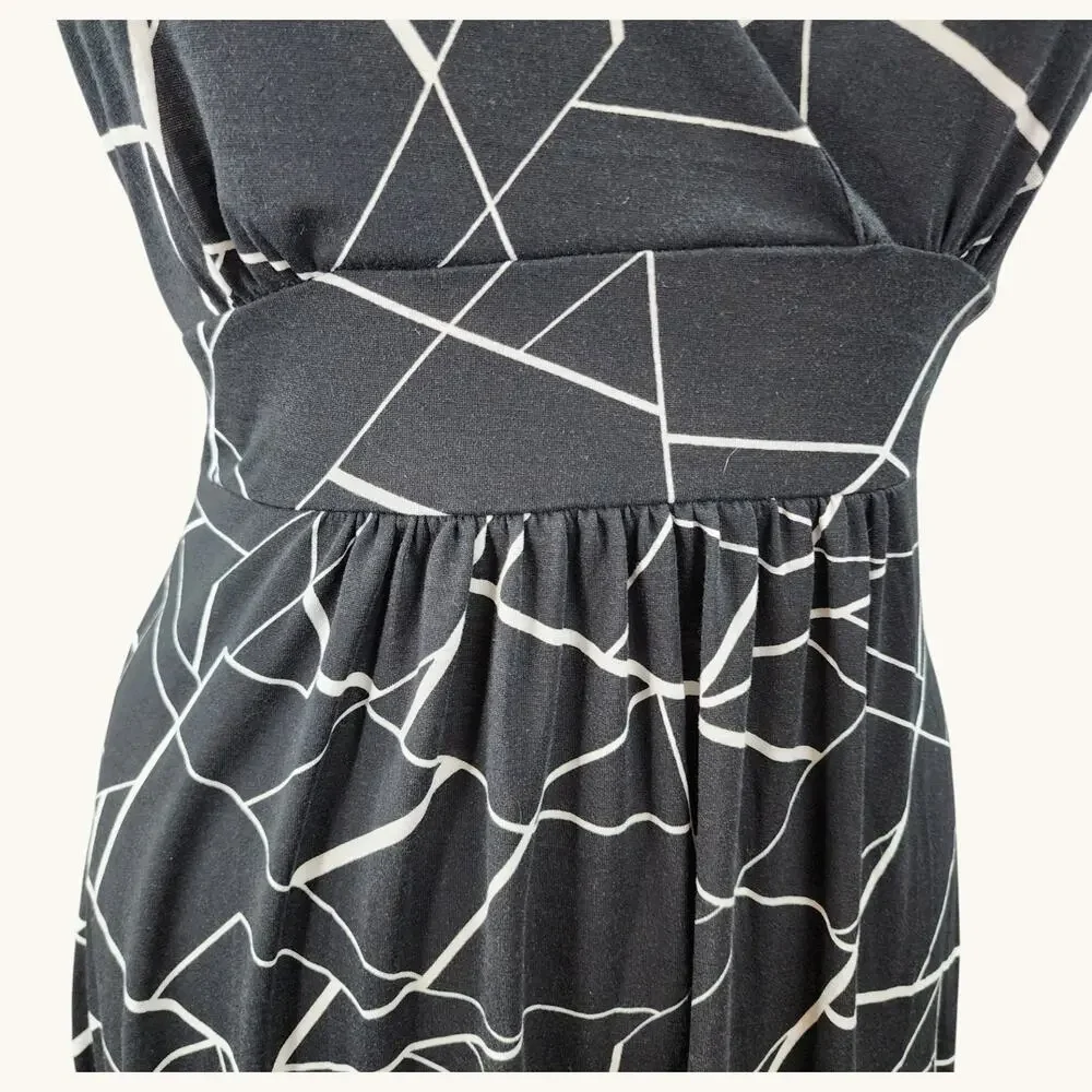 NWT Woosea Women’s XL Maxi Dress Black Geometric Sleeveless Crossover Neckline - Picture 7 of 11